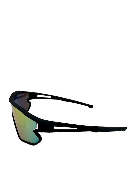 V-store Unisex Sunglasses with Black Plastic Frame and Multicolour Mirror Lens 9802-02