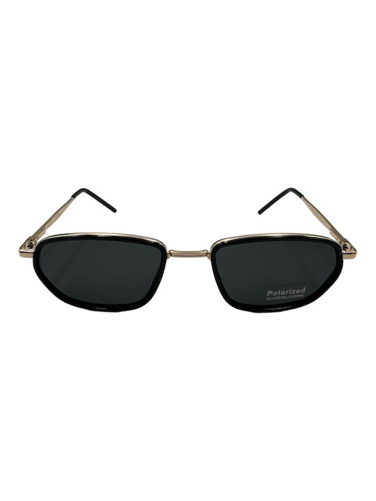 V-store Sunglasses with Gold Metal Frame and Black Polarized Mirror Lens POL9001GOLD