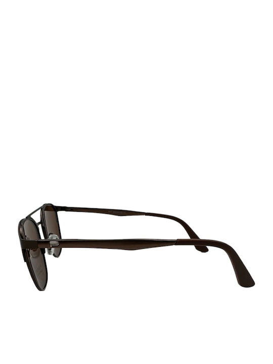 V-store Men's Sunglasses with Brown Metal Frame and Brown Polarized Mirror Lens POL2601BROWN