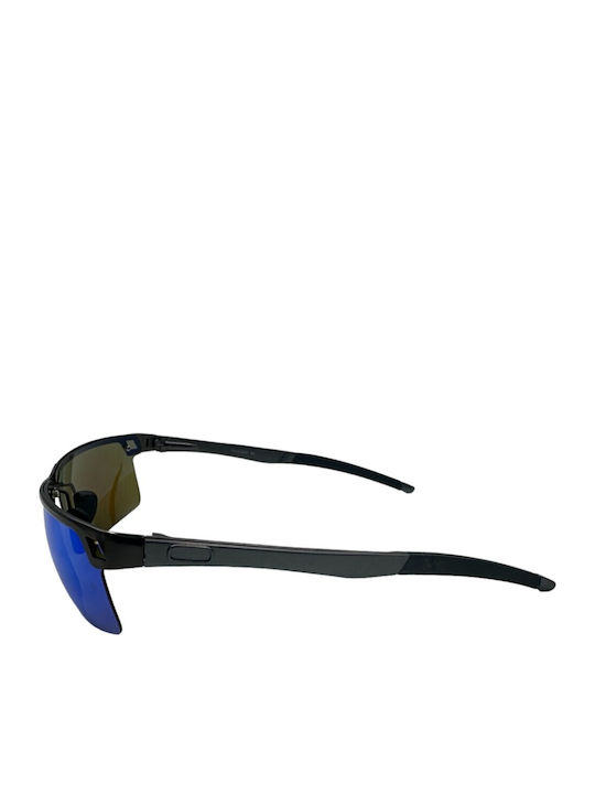 V-store Men's Sunglasses with Black Plastic Frame and Blue Polarized Mirror Lens POL9503BLUE