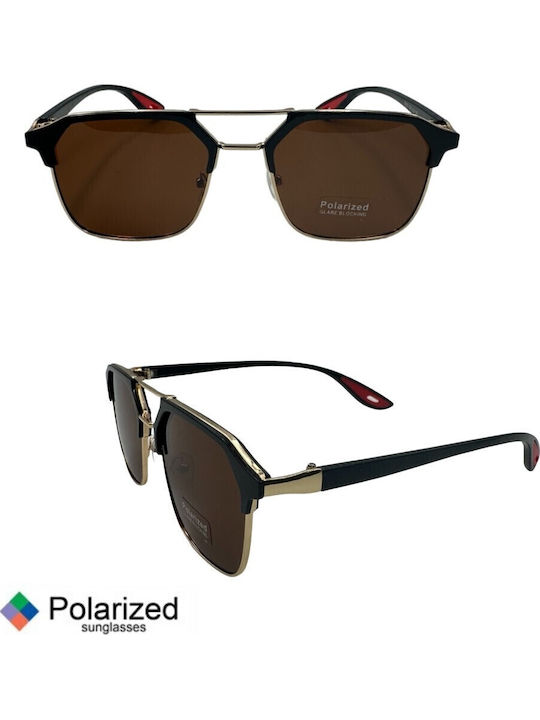 V-store Unisex Γυαλιά Ηλίου με Μαύρο Σκελετό και Καφέ Polarized Καθρέφτη Φακό POL8360-05