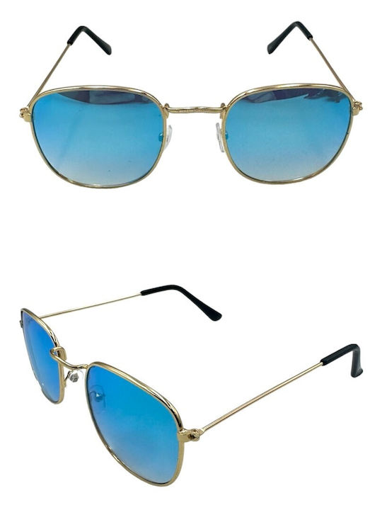 V-store Sonnenbrillen mit Gold Rahmen und Blau Linse 9293-03