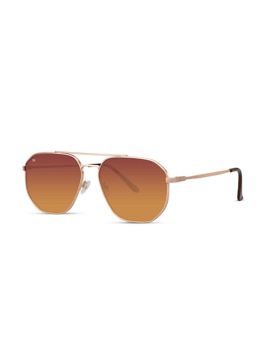 Red Raven Sunglasses with Gold Metal Frame and Brown Gradient Lens 47984777789774