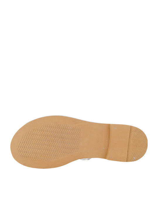 Naed Leather Women's Flat Sandals in White Color