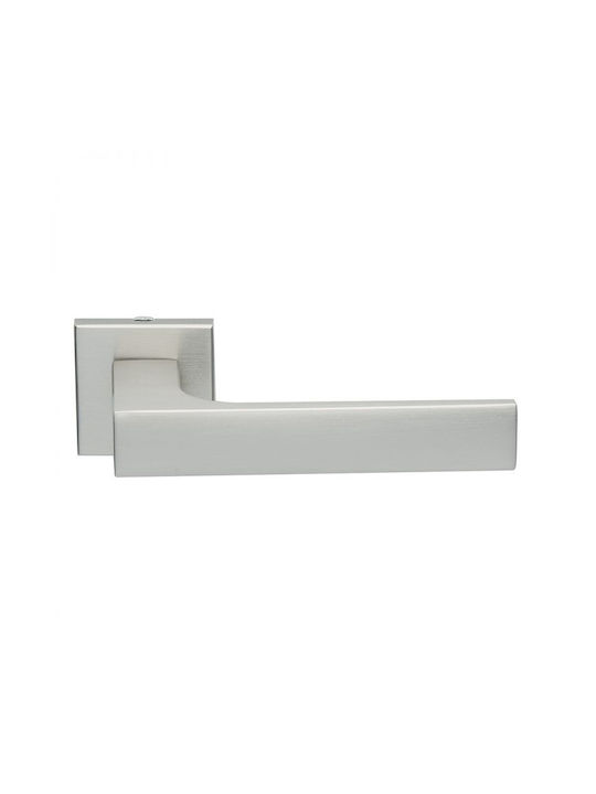 Door Handle 2256 Zogometal Cylinder Lock Type Right Piece Plate Nickel Matte Zogometal Alloy