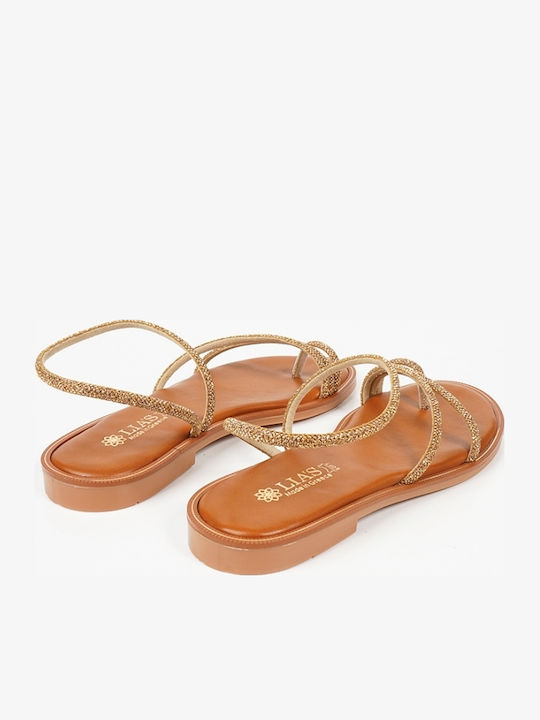 Strass-Riemchensandalen Gold 15089