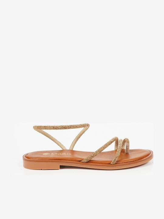 Strass-Riemchensandalen Gold 15089