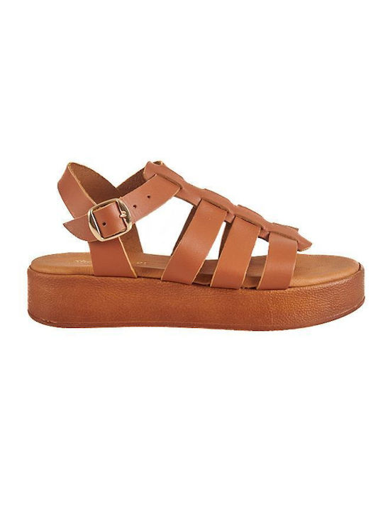 Sandale cu Platformă Multistrap Elenross Gs09185w-cam Camel