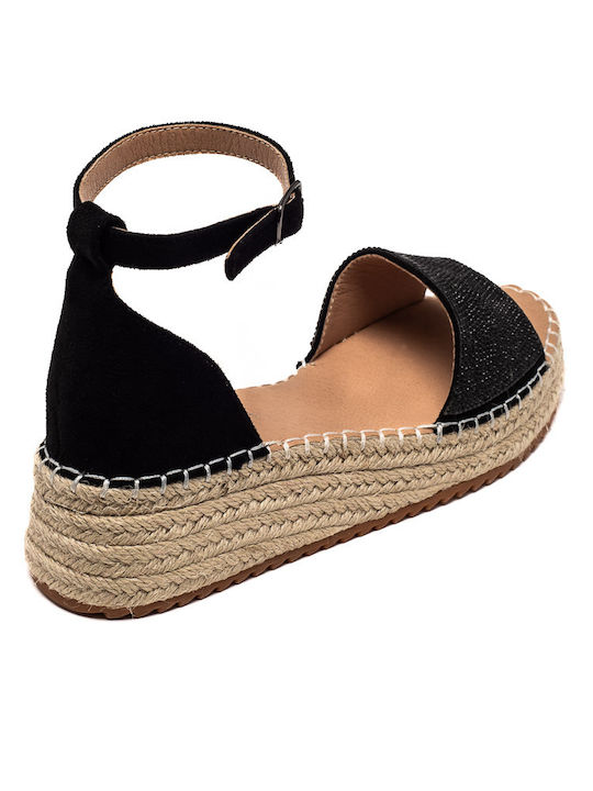 Voi & Noi Women's Flat Sandals Flatforms in Black Color