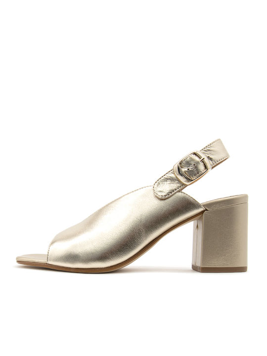 Paola Ferri Leather Gold High Heels