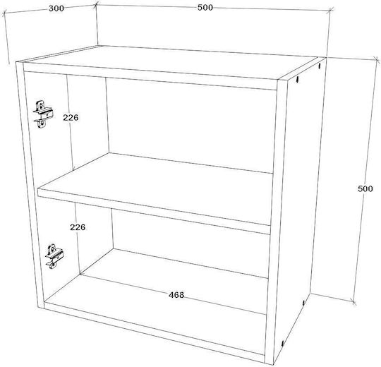 Kos Hanging Living Room Cabinet Made of White MDF 50x30x50cm