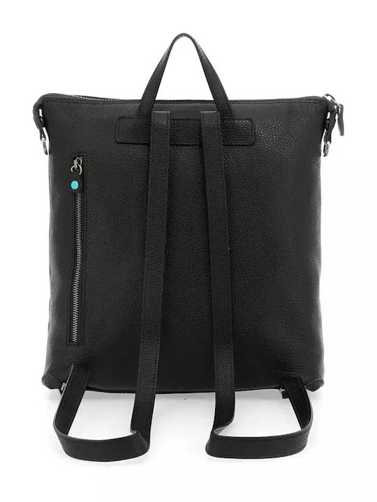 Leder Damentasche Rucksack Schwarz