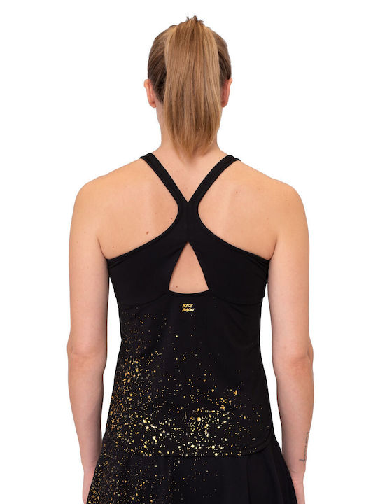 Bidi Badu Damen Sportliches Bluse Ärmellos Schnell trocknend Black / Gold