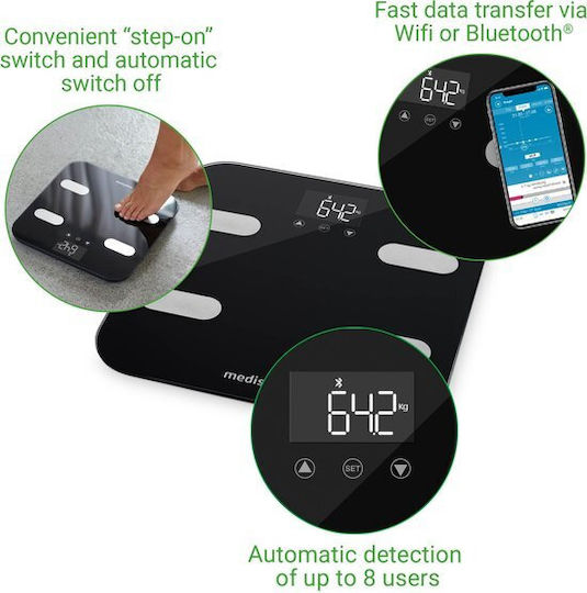 Medisana BS 602 Smart Badezimmerwaage mit Körperfettmessung in Schwarz Farbe