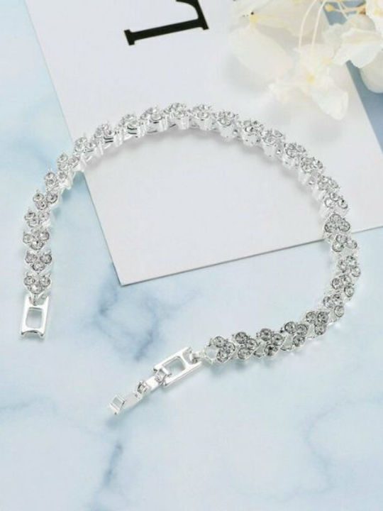 Tennis Bracelet Semiprecious Stones Zirconia 18 Cm Silver
