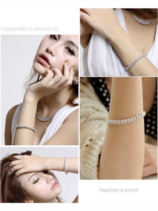 Tennis Bracelet Semiprecious Stones Zirconia 18 Cm Silver