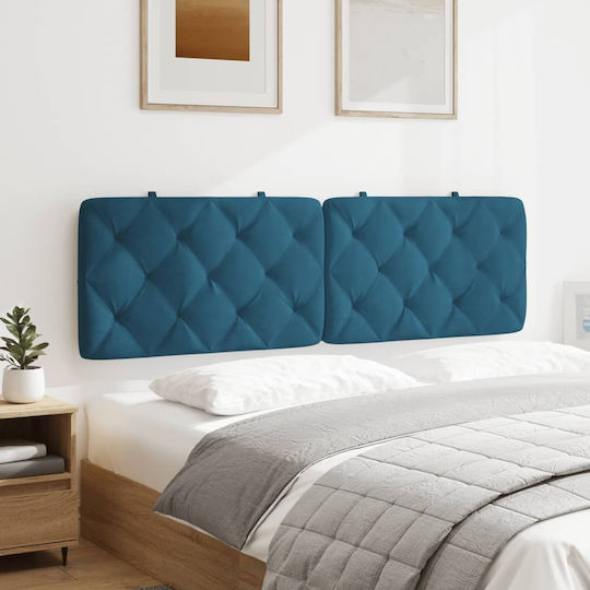 vidaXL Stoff-Kopfstütze für Betten Blau 162x48cm