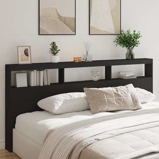 vidaXL Κεφαλάρι Κρεβατιού Ξύλινο Μαύρο 220x102cm