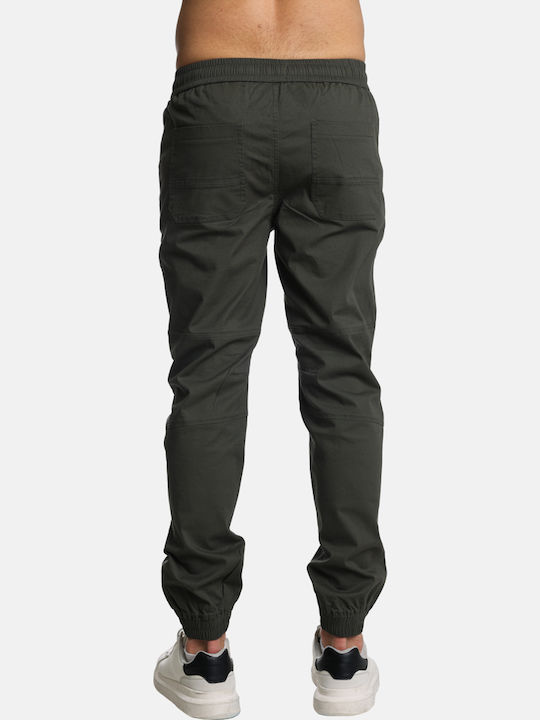 Elastic Trousers in Regular Fit Khaki