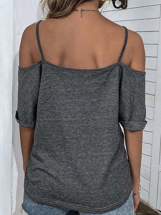 Amely Damen Bluse Kurzärmelig grey