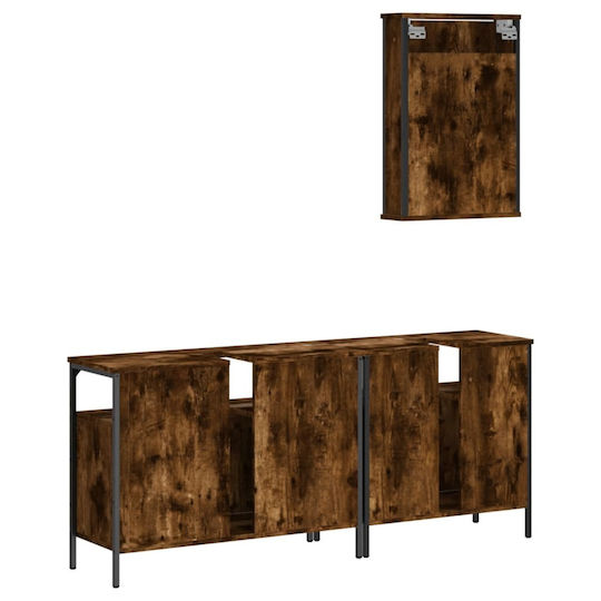 vidaXL Waschtisch mit Waschbecken & Spiegel L42xB12xH60cm Smoky Oak
