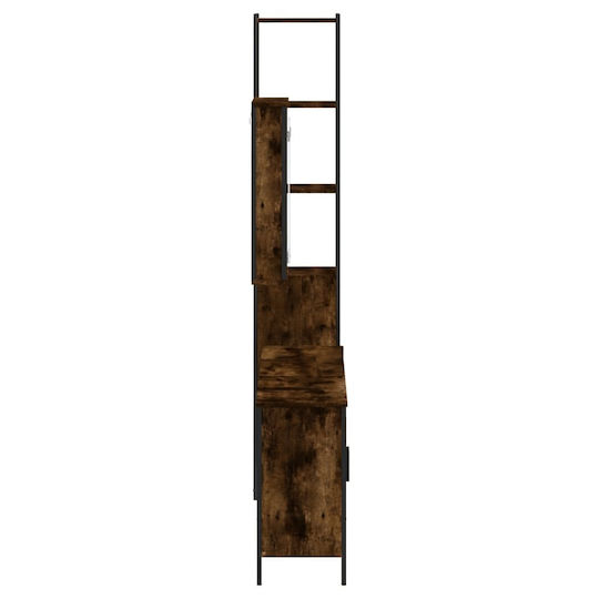 vidaXL Waschtisch mit Waschbecken, Spiegel & Säule L42xB12xH60cm Smoky Oak