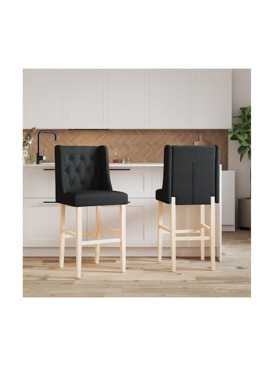 Stool Bar with Backrest Upholstered with Fabric Massif Wood 2pcs