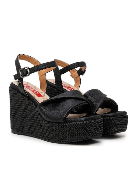 Women's Ankle Strap Platforms Black
