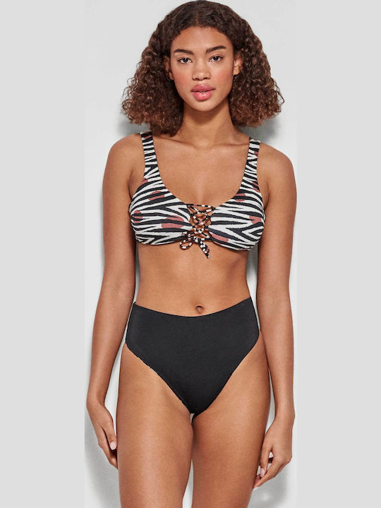 Gisela 2/30132t Bikini Top Μαγιό Διπλής Όψεως Στυλ Μπουστάκι Κορδόνια Μαυρο