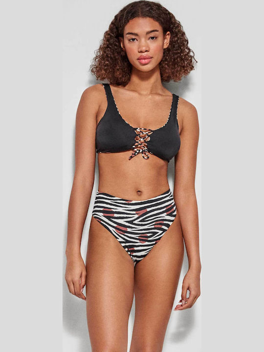 Gisela 2/30132t Bikini Top Μαγιό Διπλής Όψεως Στυλ Μπουστάκι Κορδόνια Μαυρο