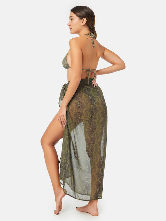 Minerva Πράσινο Γυναικείο Παρεό Animal Print