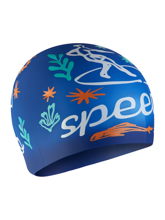 Speedo Printed Плувни шапки Детски от силикон Син