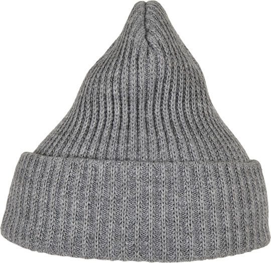 Beanie Unisex Σκούφος με Rib Πλέξη σε Γκρι χρώμα