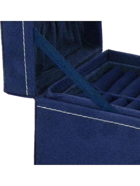 Springos Samt Schmuckkästchen Blau 12x12x12cm
