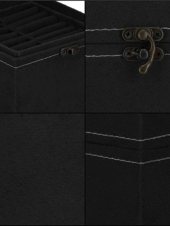 Springos Casetă Pentru Bijuterii Din Catifea Neagră 12x12x12cm
