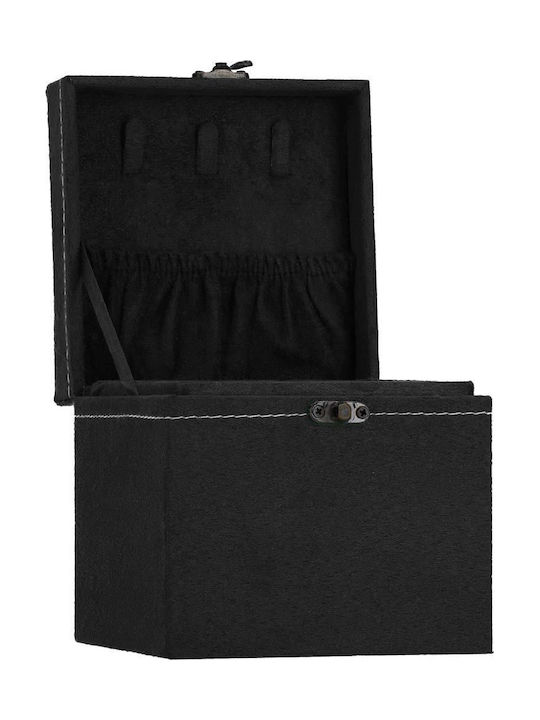 Springos Casetă Pentru Bijuterii Din Catifea Neagră 12x12x12cm