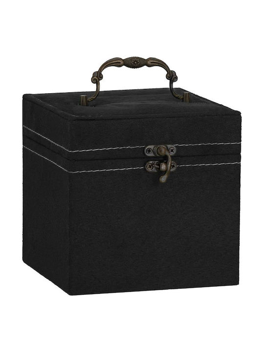 Springos Casetă Pentru Bijuterii Din Catifea Neagră 12x12x12cm