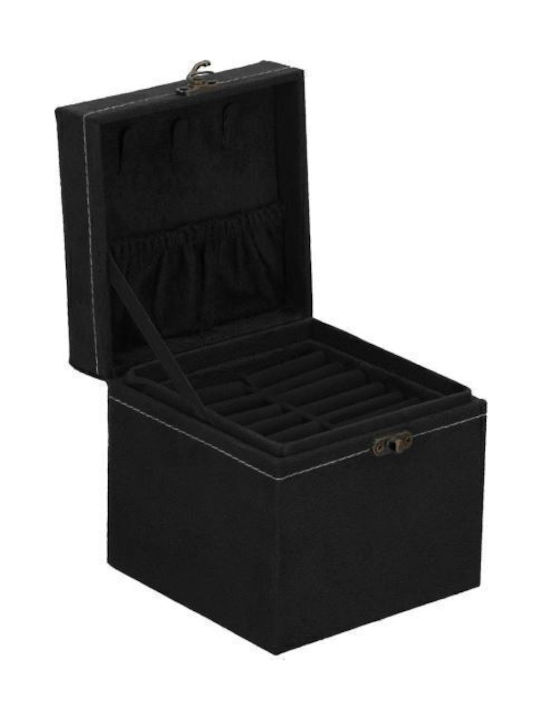 Springos Casetă Pentru Bijuterii Din Catifea Neagră 12x12x12cm
