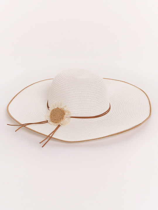 Jucita Wicker Women's Floppy Hat White