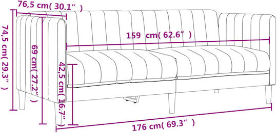 Living Room Furniture Set 3-Seater & 2-Seater & Armchair Gray