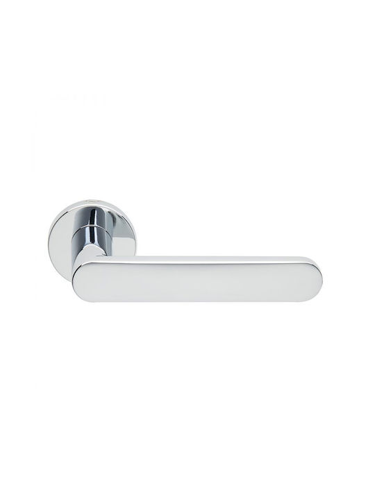 Door Handle Rosette 2261 Zogometal Cylinder Lock Type Left Piece Escutcheon Chrome Polished Pseudo Silver Alloy