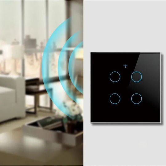 Comutator de Perete Wi-Fi Iluminat Sens unic cu Cadru Negru