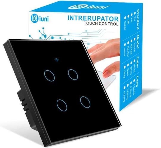 Comutator de Perete Wi-Fi Iluminat Sens unic cu Cadru Negru