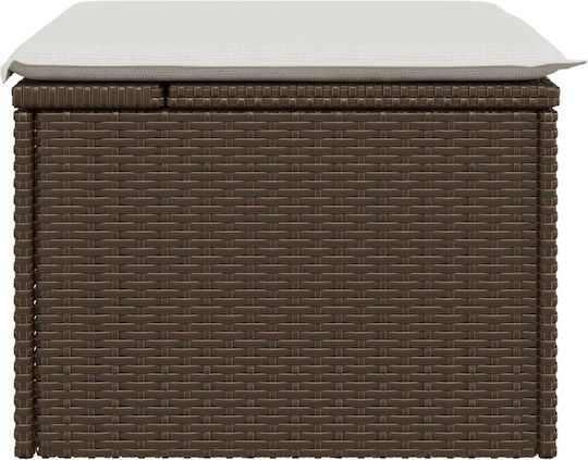 Garden Cube Stool Outdoor Rattan with Brown Cushion 55x55x37cm
