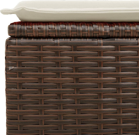 Garden Cube Stool Outdoor Rattan with Brown Cushion 55x55x37cm