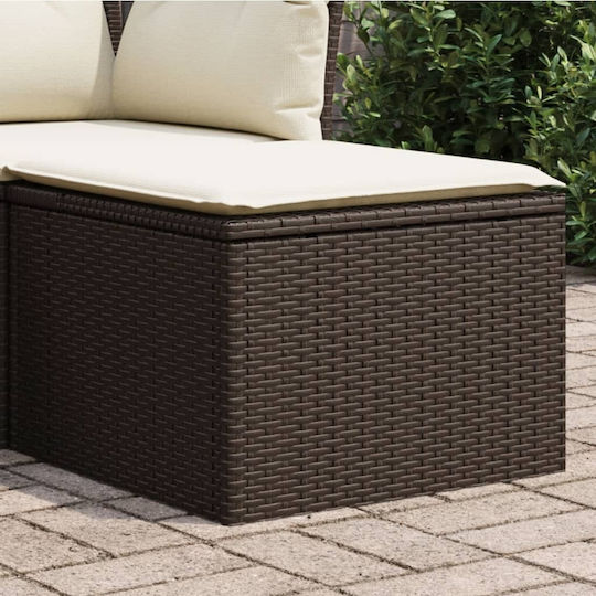 Garden Cube Stool Outdoor Rattan with Brown Cushion 55x55x37cm