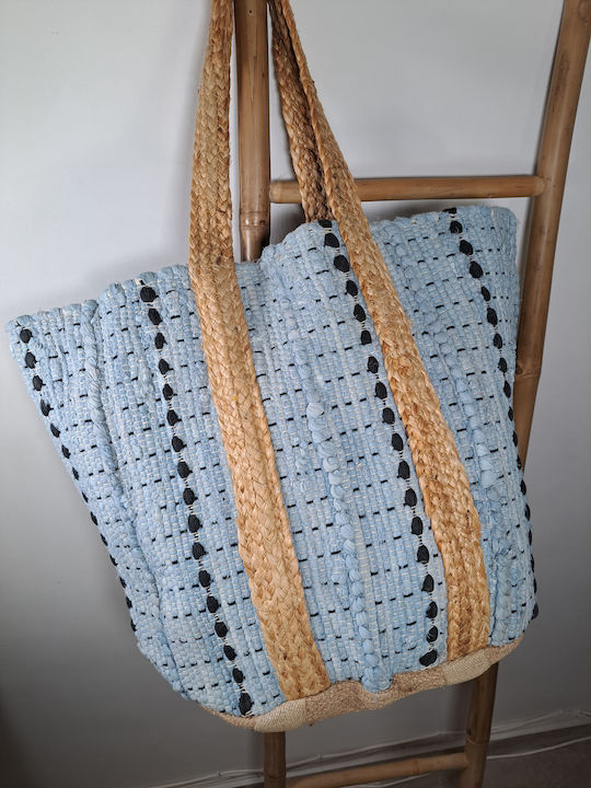 Ble Resort Collection Stoff Strandtasche Light Blue