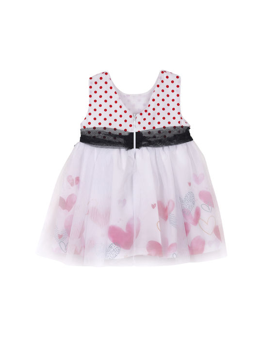 Babylon Kids Dress Tulle Polka Dot White Red