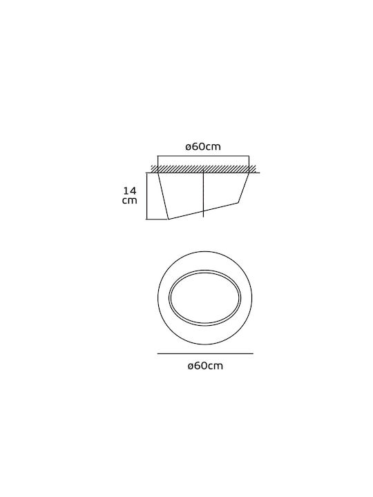 VK Lighting Πλαφονιέρα Οροφής με Ενσωματωμένο LED σε Μπεζ χρώμα 60εκ.