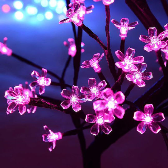 Christmas Decorative Illuminated Cherry Tree Natural Appearance 14cm Electric (Μiscellaneous Colors)